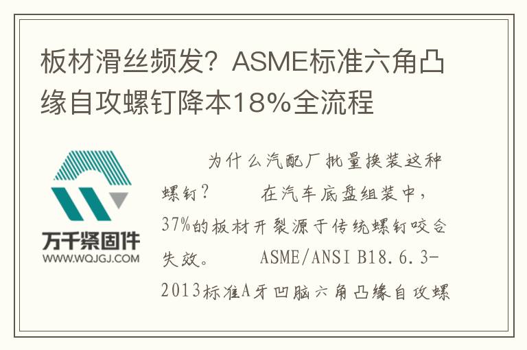 板材滑絲頻發(fā)？ASME標準六角凸緣自攻螺釘降本18%全流程