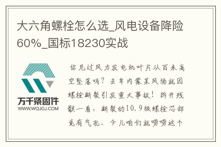大六角螺栓怎么選_風(fēng)電設(shè)備降險60%_國標(biāo)18230實戰(zhàn)