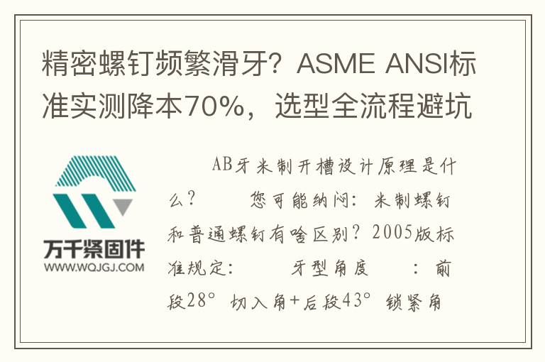 精密螺釘頻繁滑牙？ASME ANSI標準實測降本70%，選型全流程避坑
