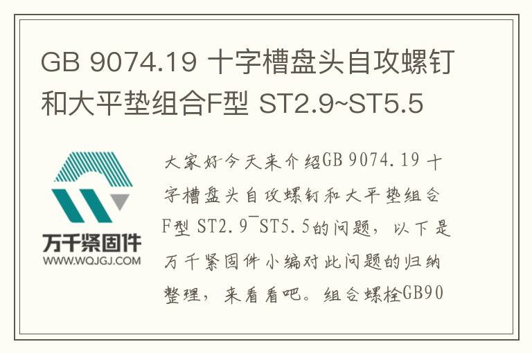 GB 9074.19 十字槽盤(pán)頭自攻螺釘和大平墊組合F型 ST2.9~ST5.5